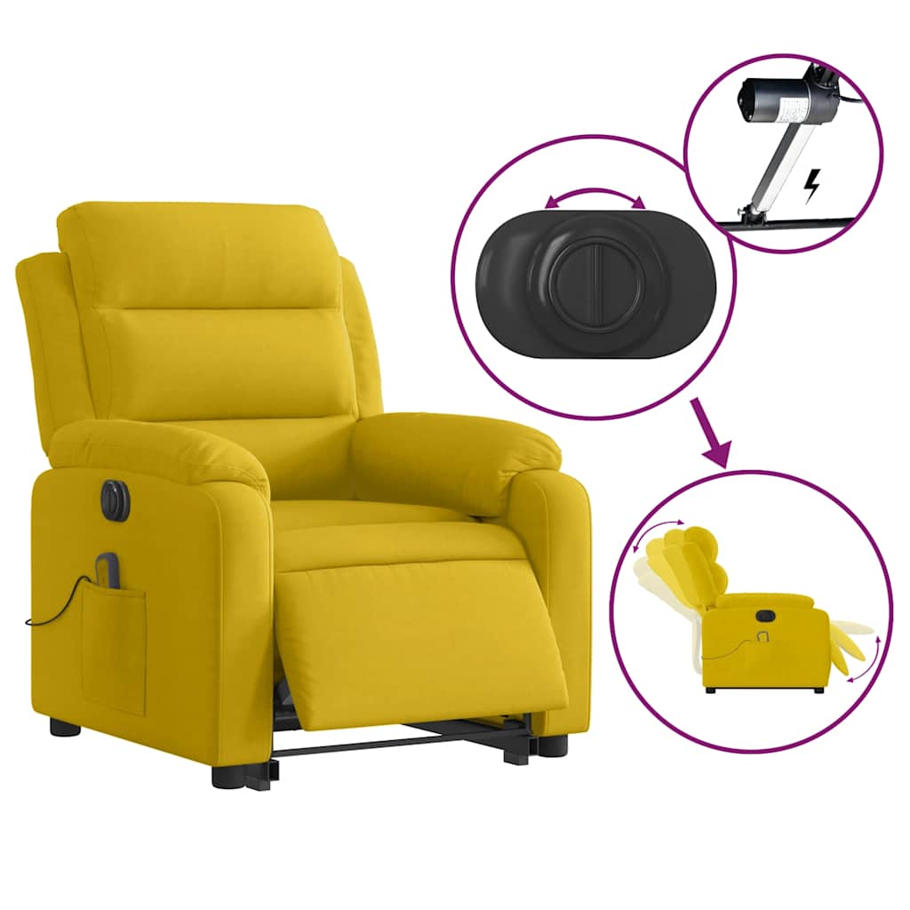 løftestol med massagefunktion velour gul