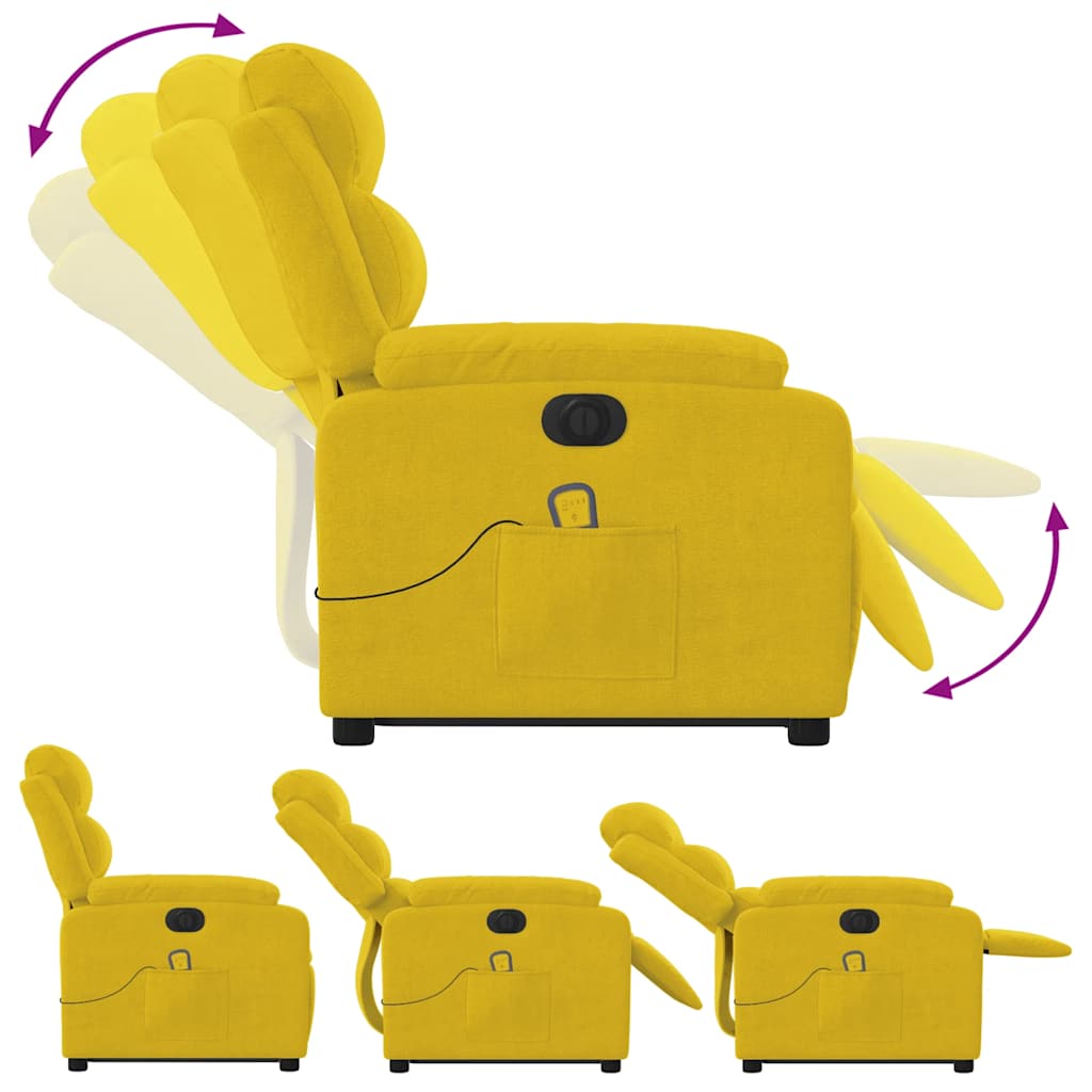 løftestol med massagefunktion velour gul