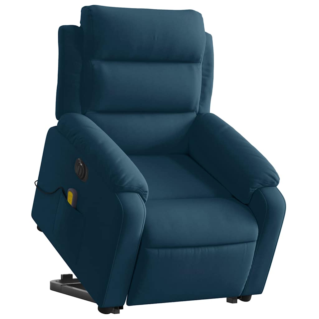 massagestol med løftefunktion velour blå