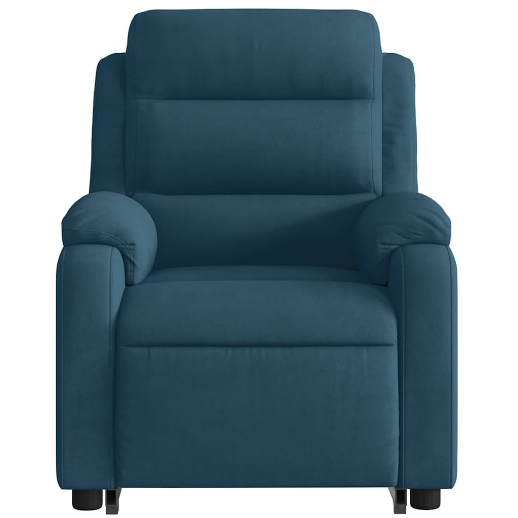 massagestol med løftefunktion velour blå