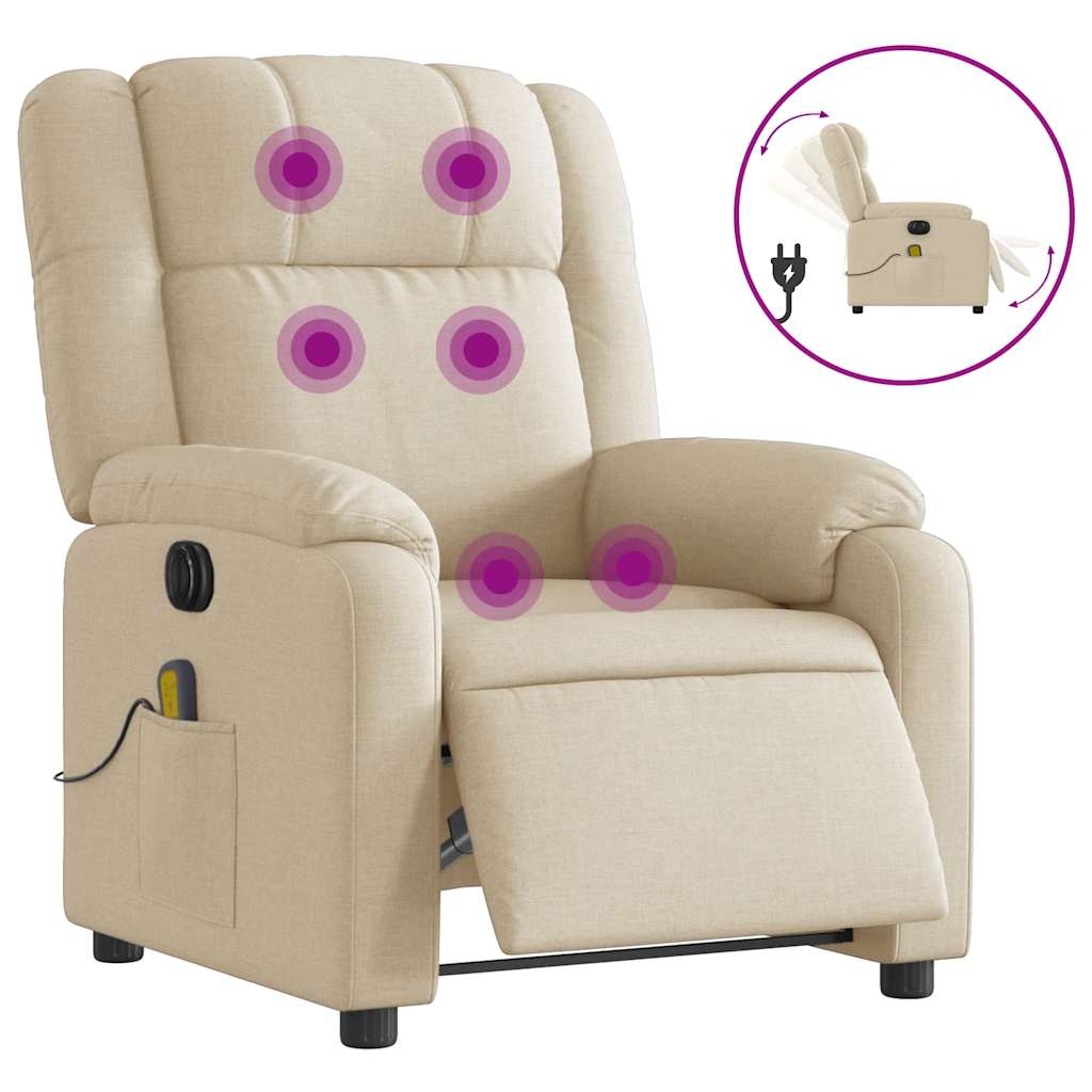 eldrevet massagestol stof cremefarvet