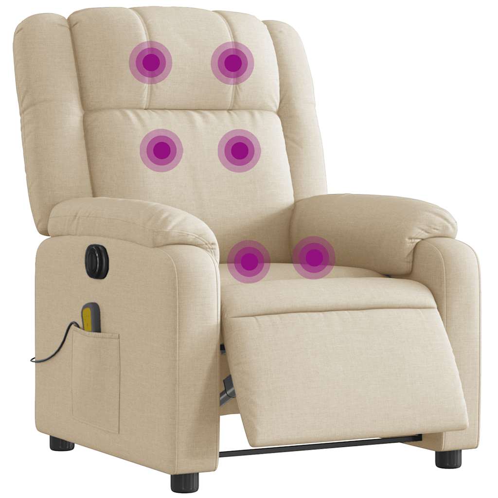 eldrevet massagestol stof cremefarvet