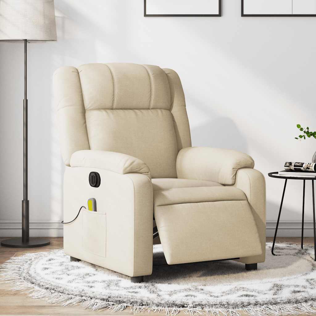eldrevet massagestol stof cremefarvet