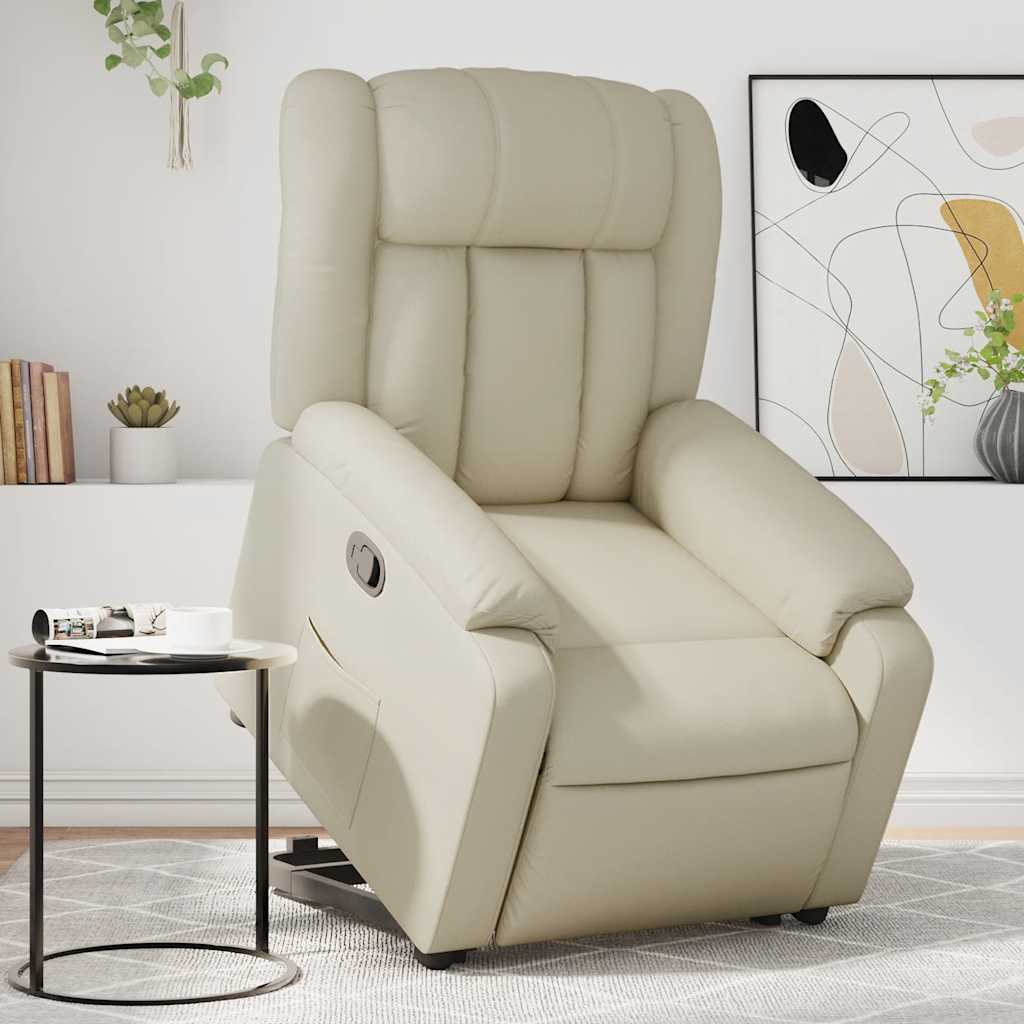 løftestol kunstlæder cremefarvet