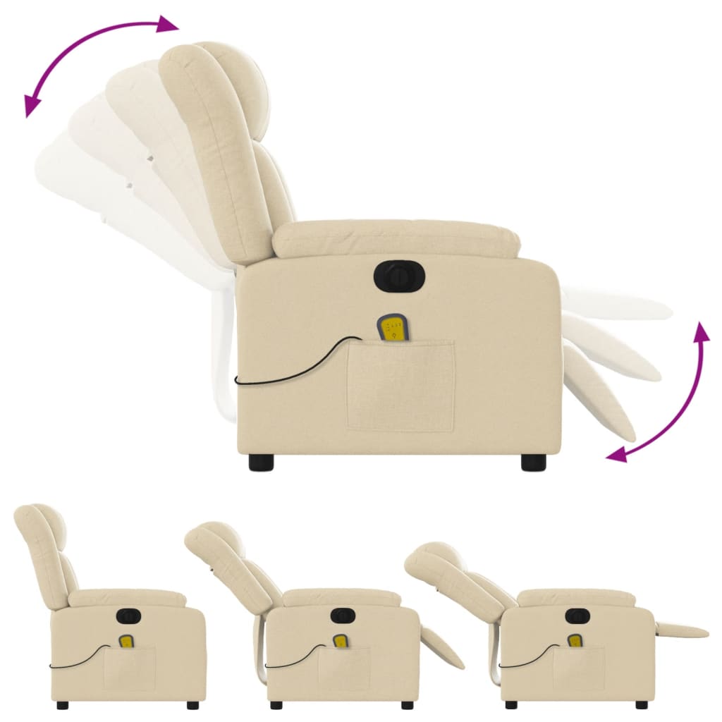 eldrevet massagestol stof cremefarvet