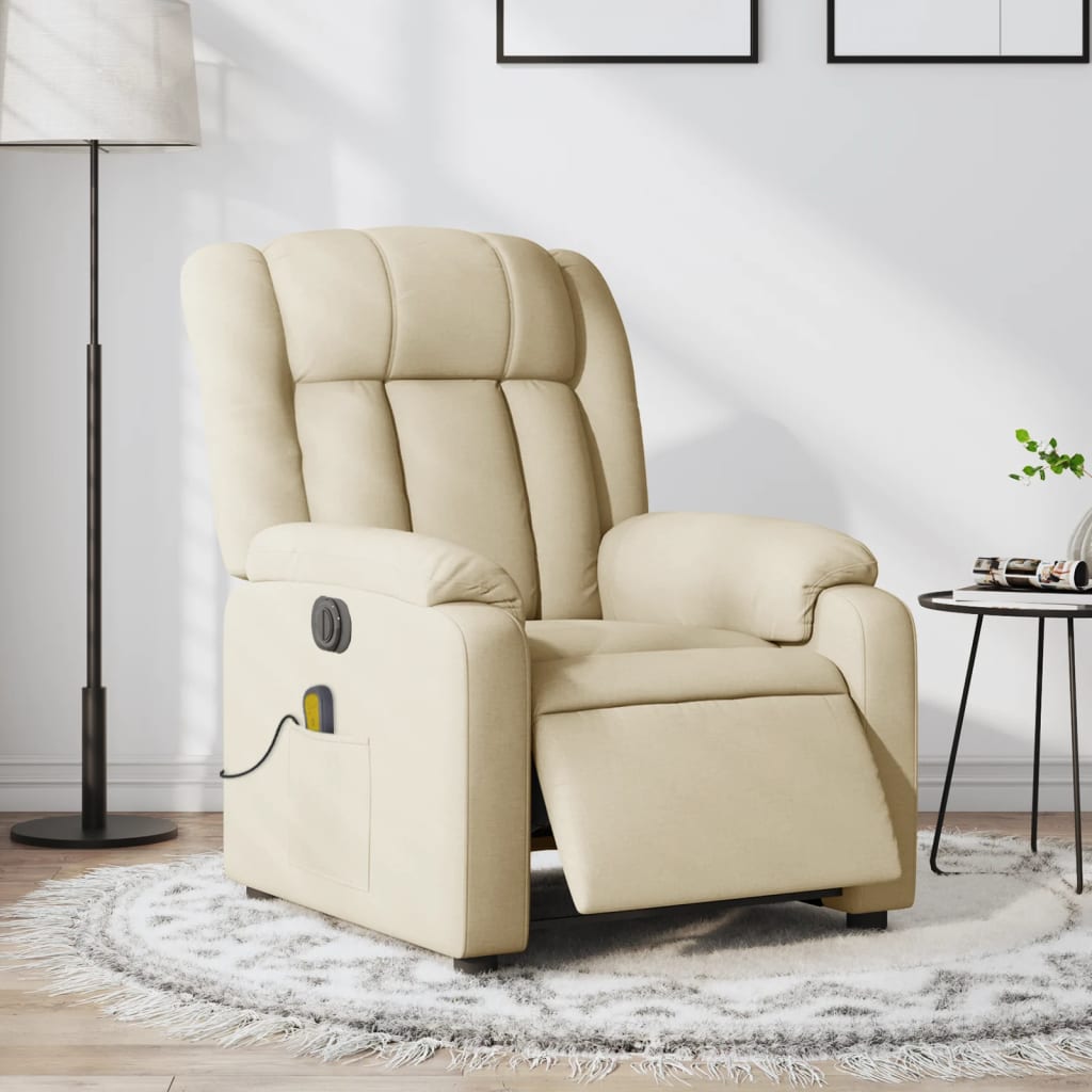 eldrevet massagestol stof cremefarvet