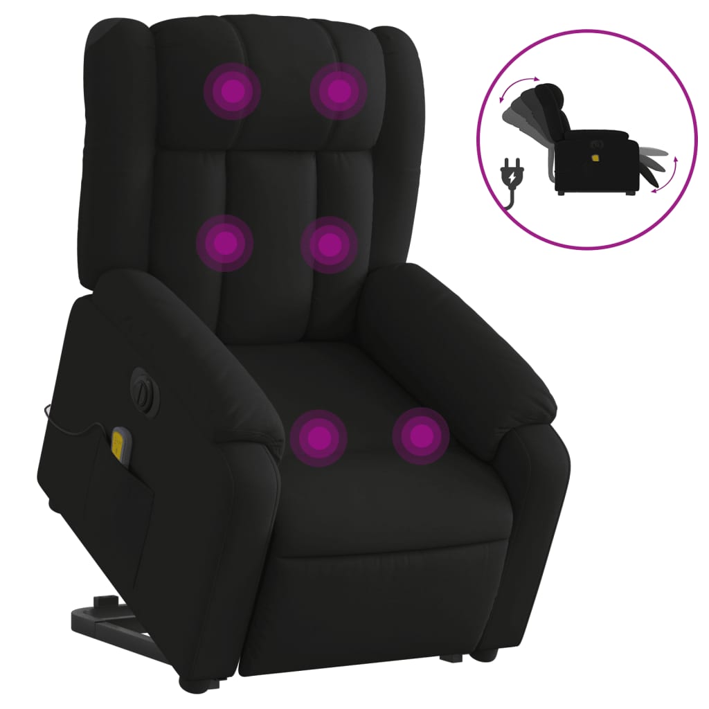 elektrisk massagestol med løftefunktion stof sort