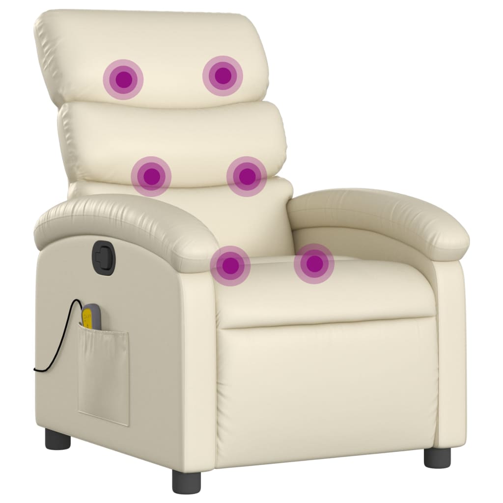 massagestol cremefarvet kunstlæder