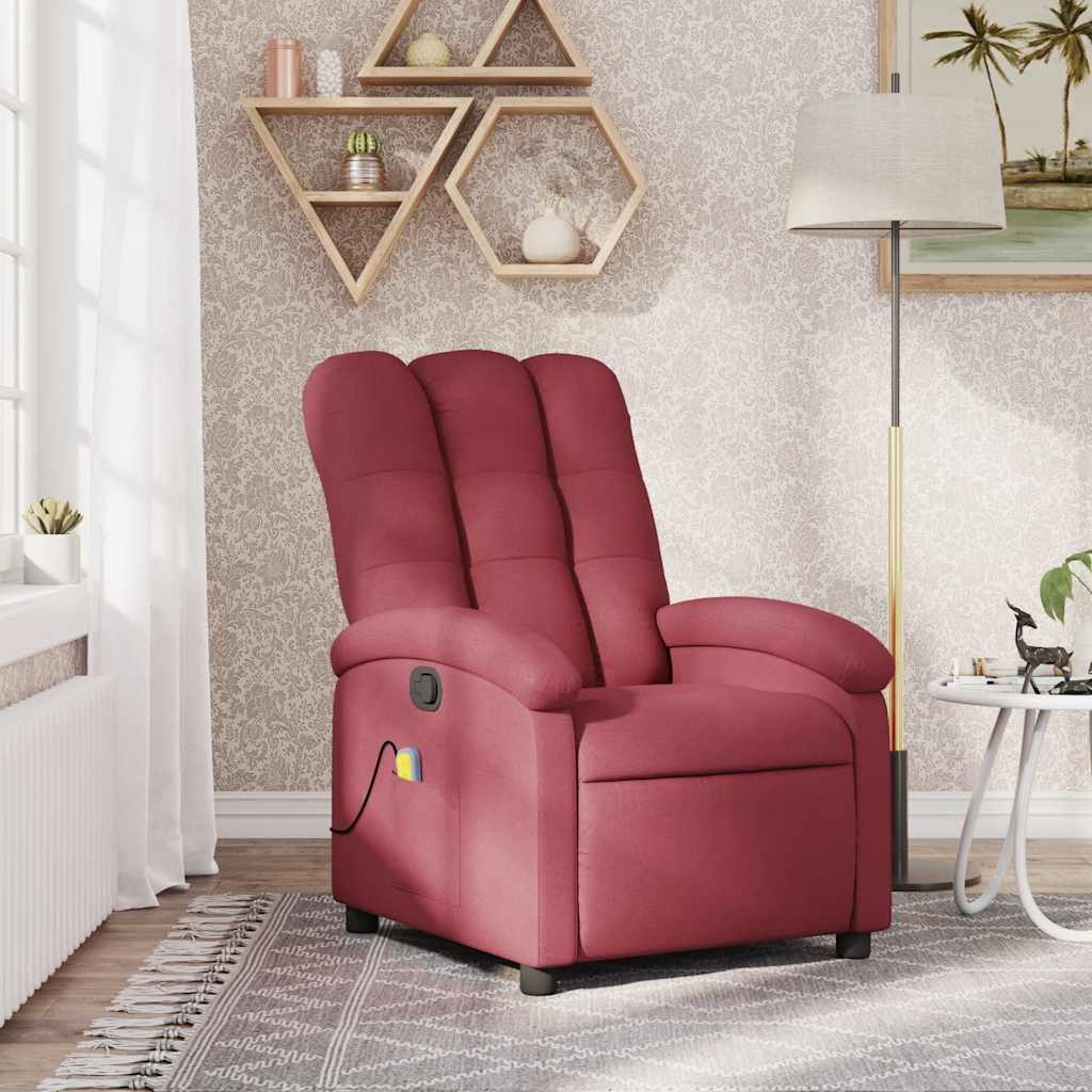 massagelænestol vinrød stof