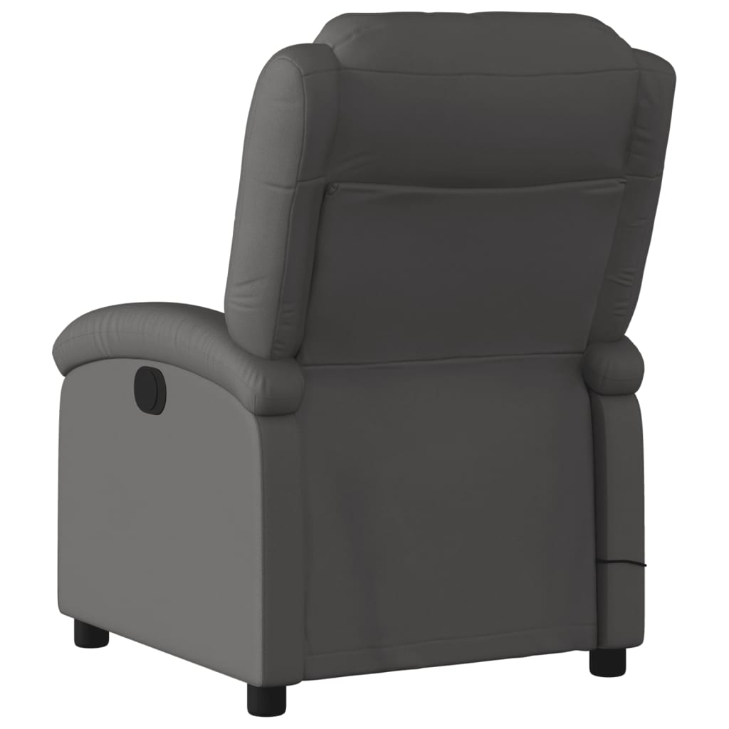 massagelænestol grå ægte læder