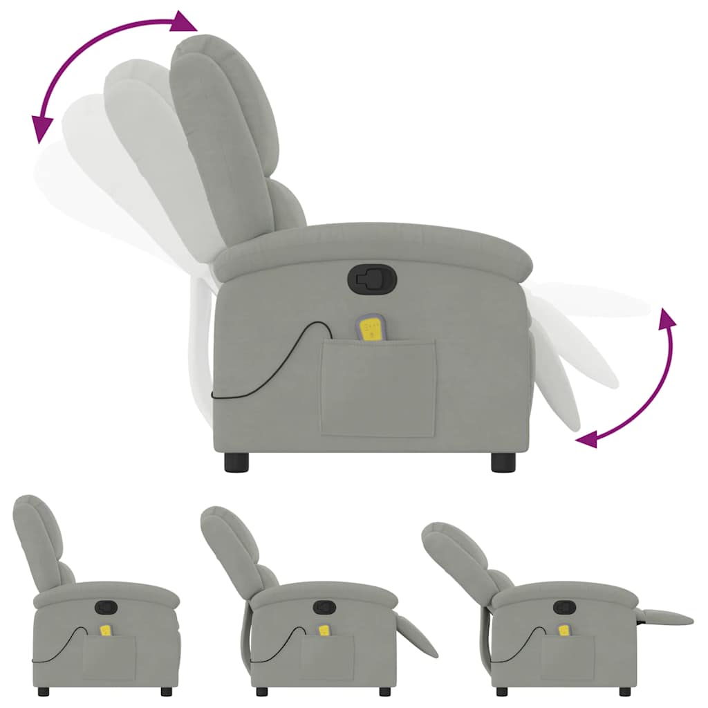 Massagestol Lysegrå Velour