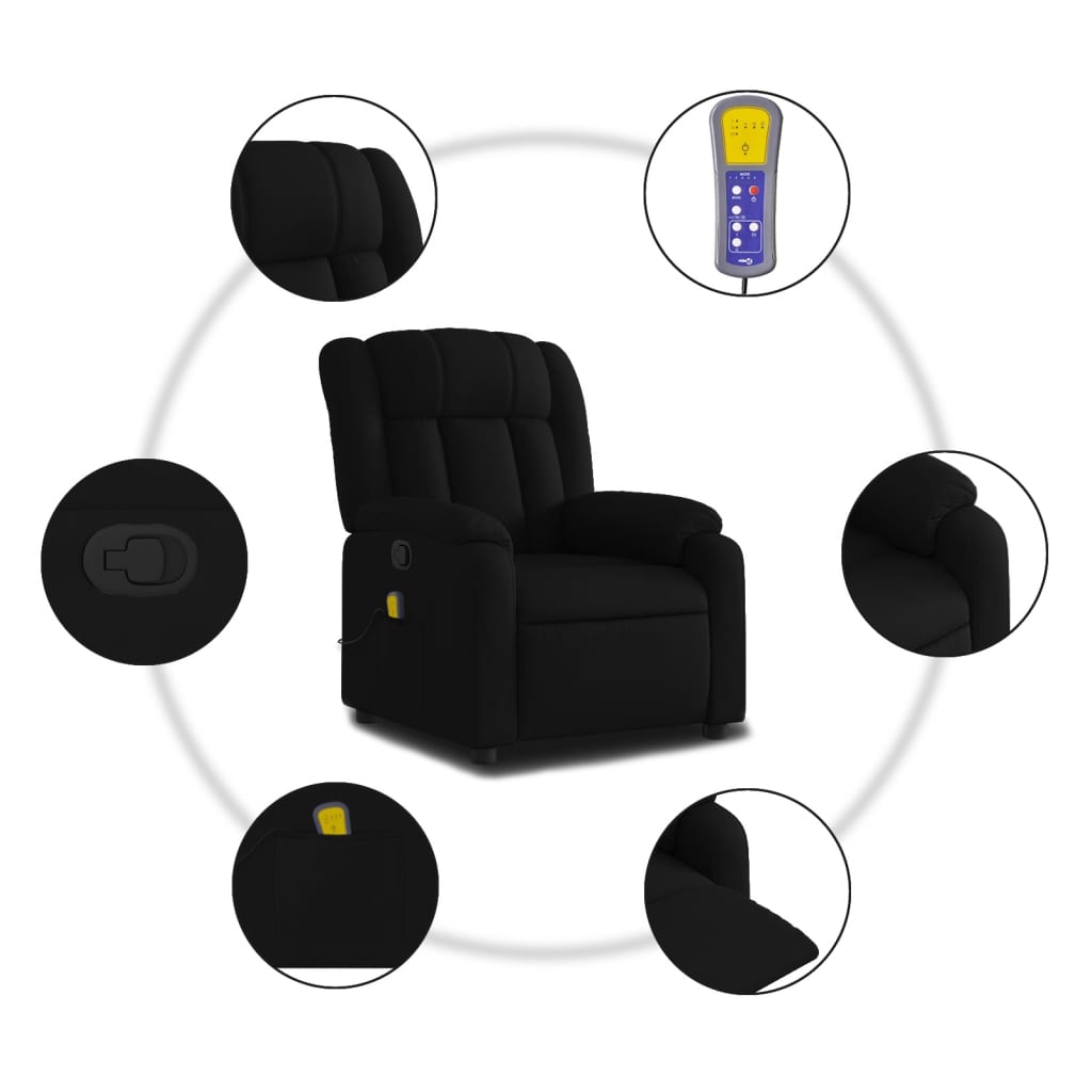 massagestol sort stof