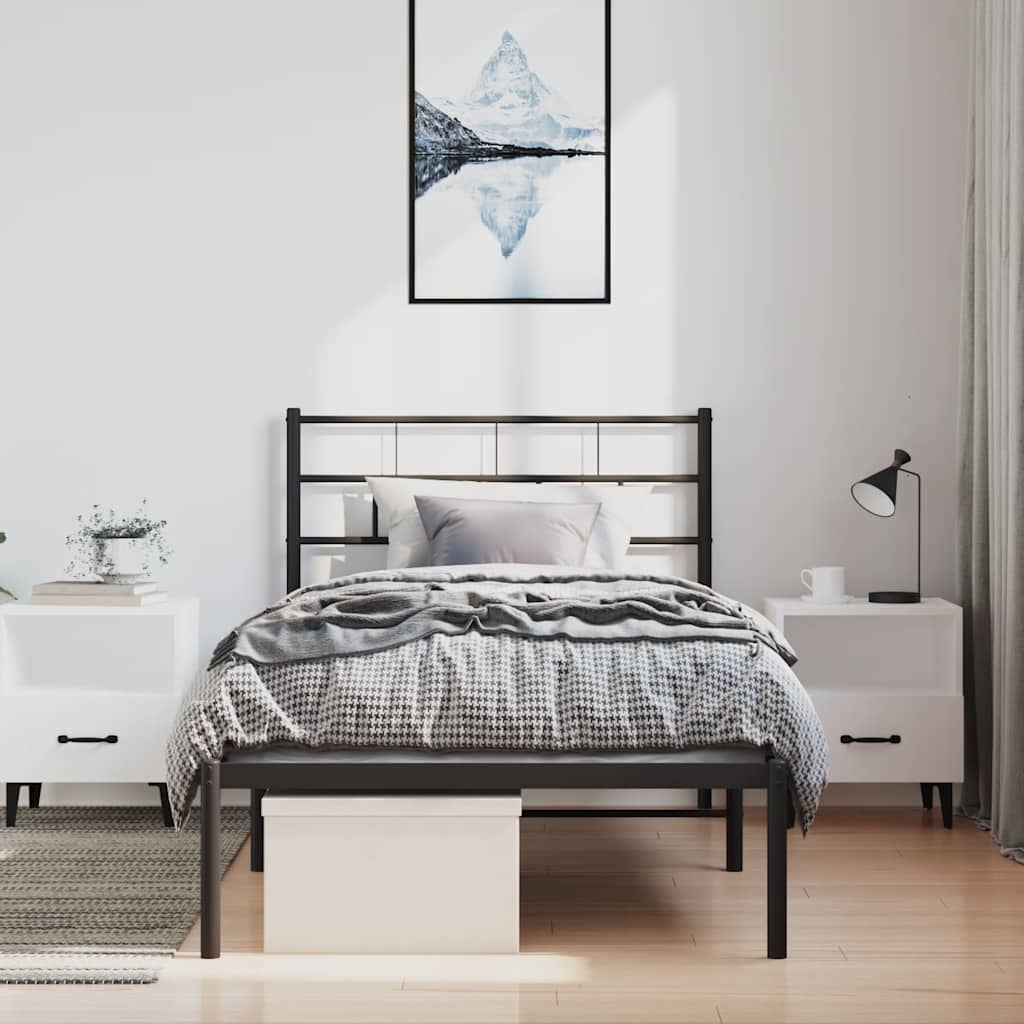 sengeramme med sengegavl 100x190 cm metal sort