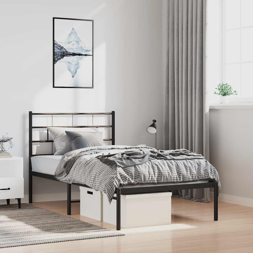 sengeramme med sengegavl 100x190 cm metal sort