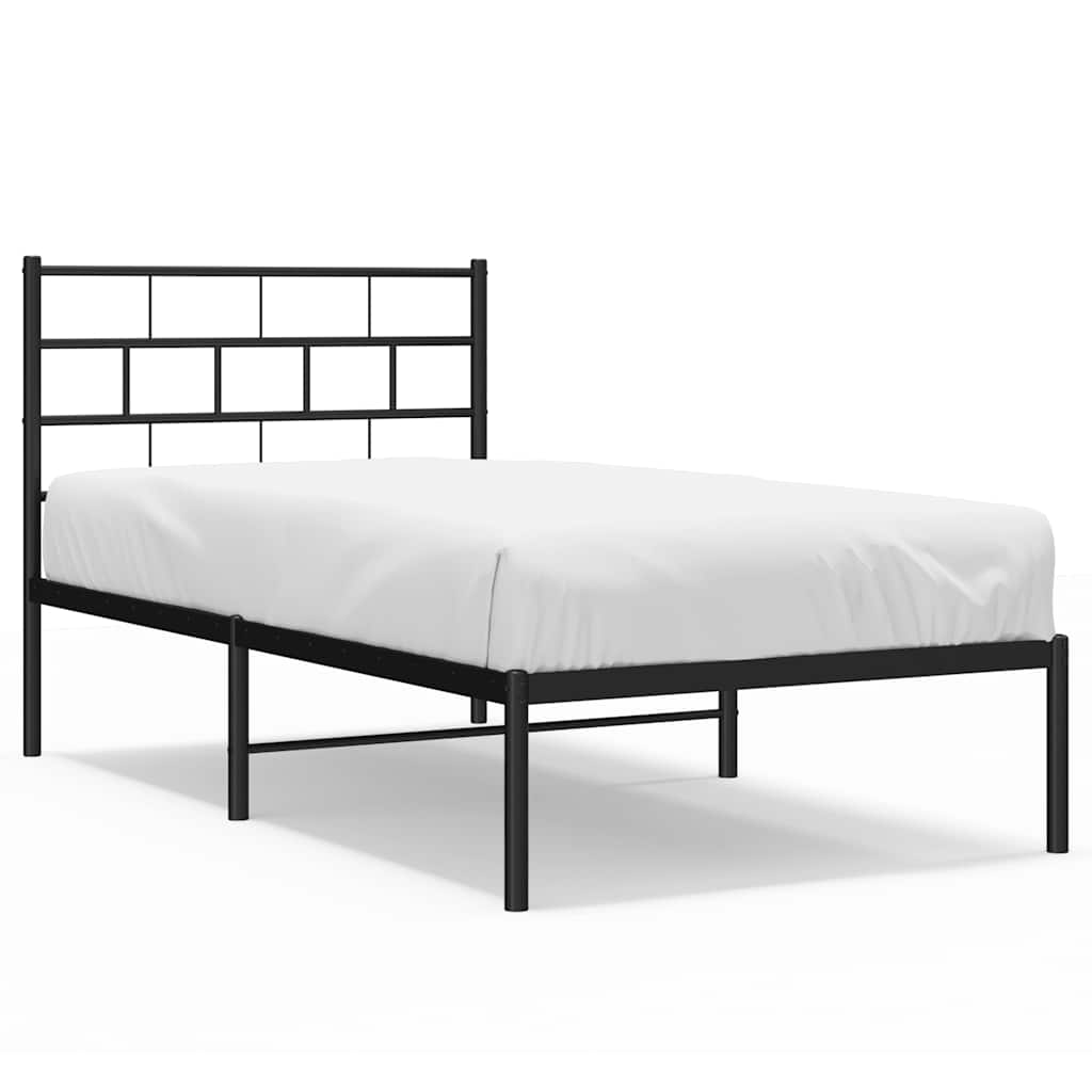 sengeramme med sengegavl 100x200 cm metal sort