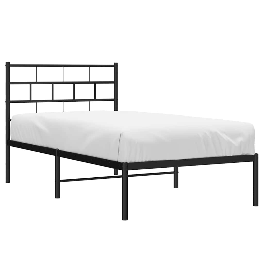 sengeramme med sengegavl 100x200 cm metal sort
