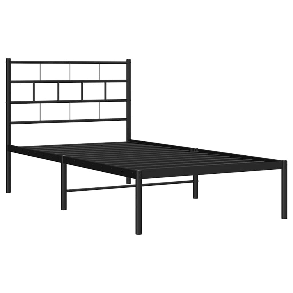 sengeramme med sengegavl 100x200 cm metal sort