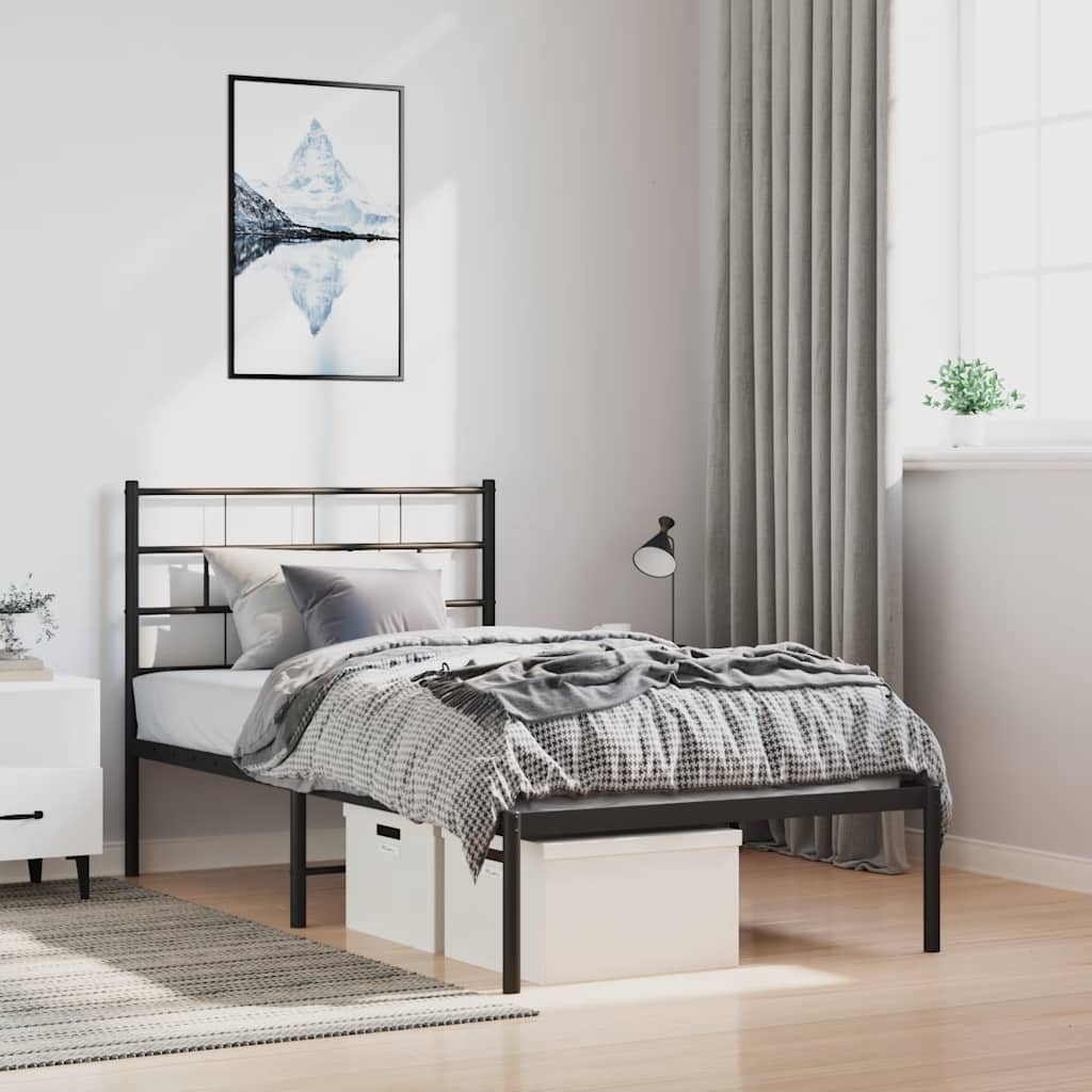 sengeramme med sengegavl 100x200 cm metal sort