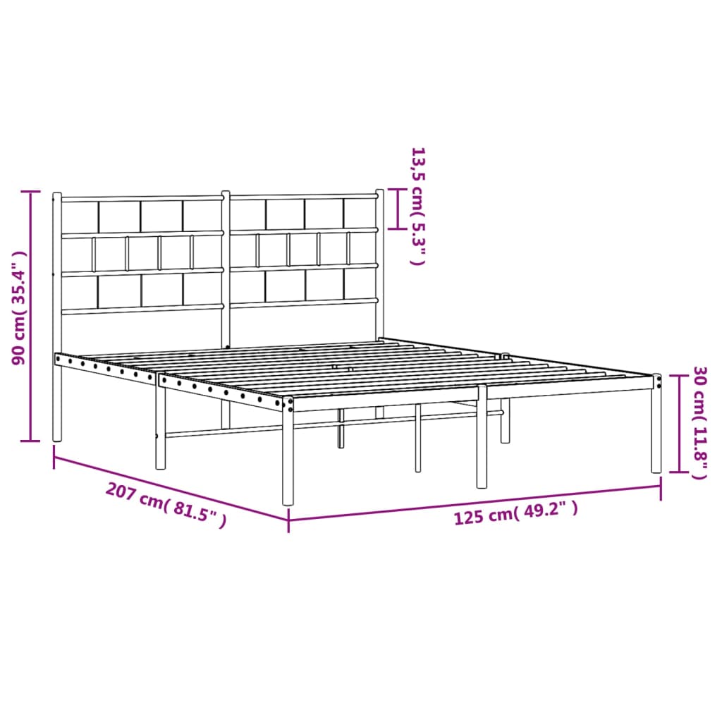 sengeramme med sengegavl 120x200 cm metal sort