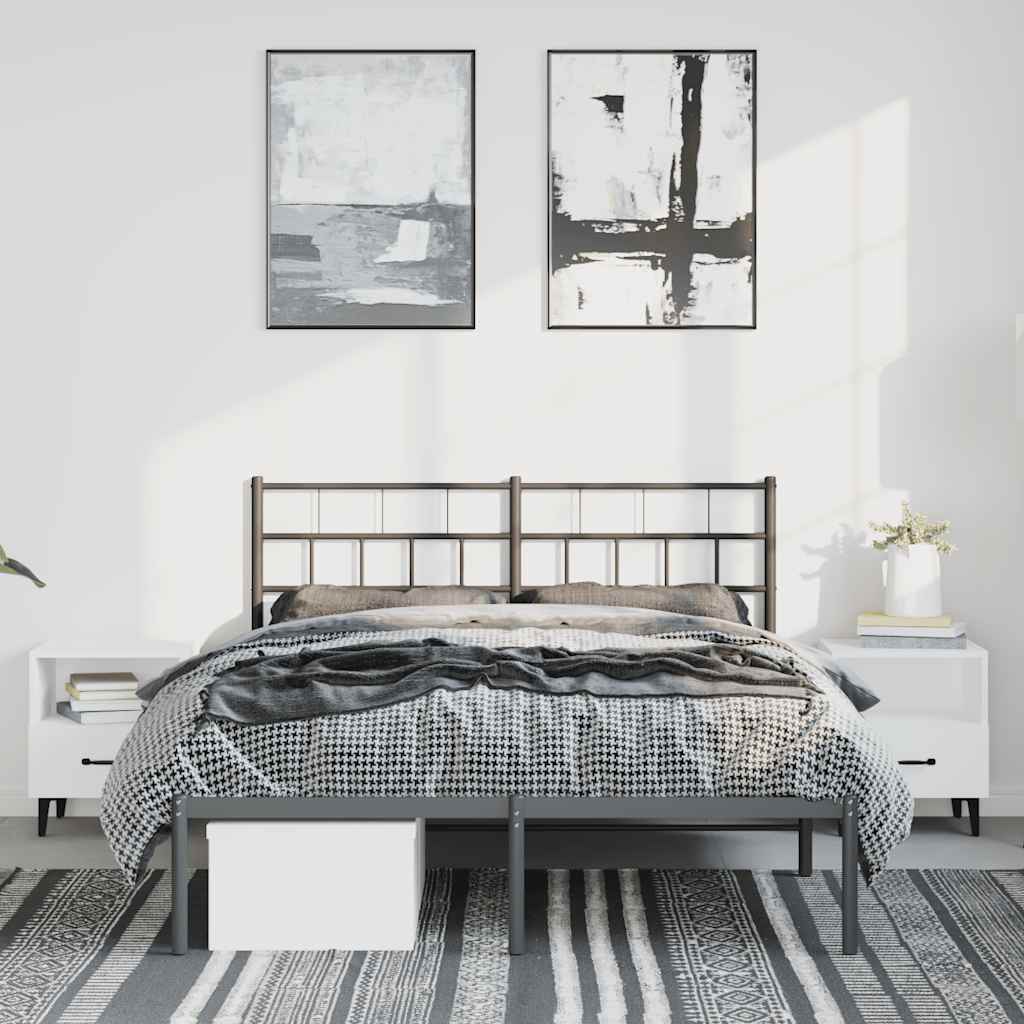 sengeramme med sengegavl 135x190 cm metal sort