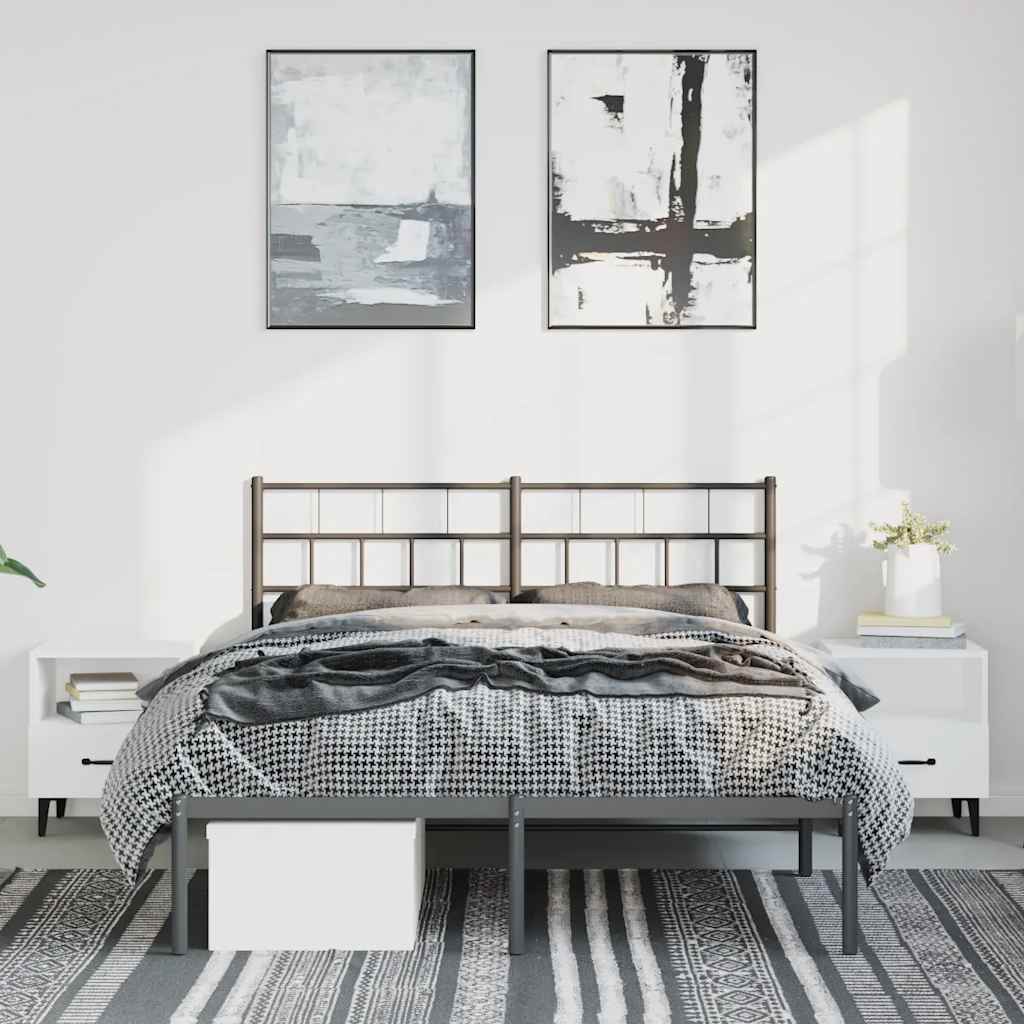 sengeramme med sengegavl 150x200 cm metal sort