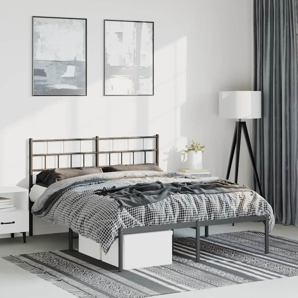 sengeramme med sengegavl 150x200 cm metal sort