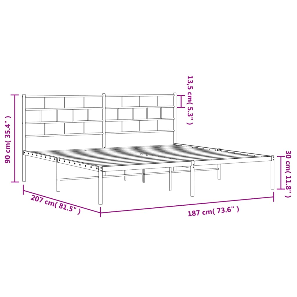 sengeramme med sengegavl 180x200 cm metal sort