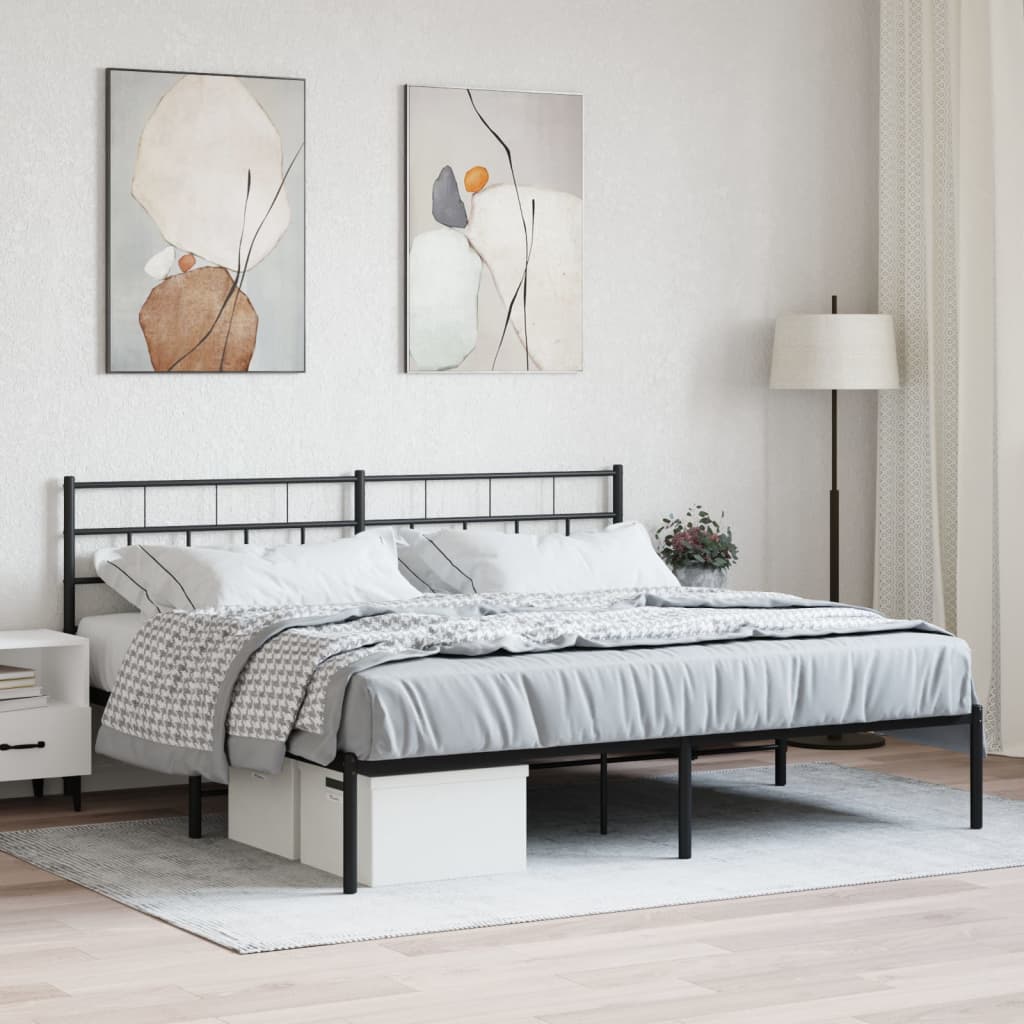 sengeramme med sengegavl 180x200 cm metal sort