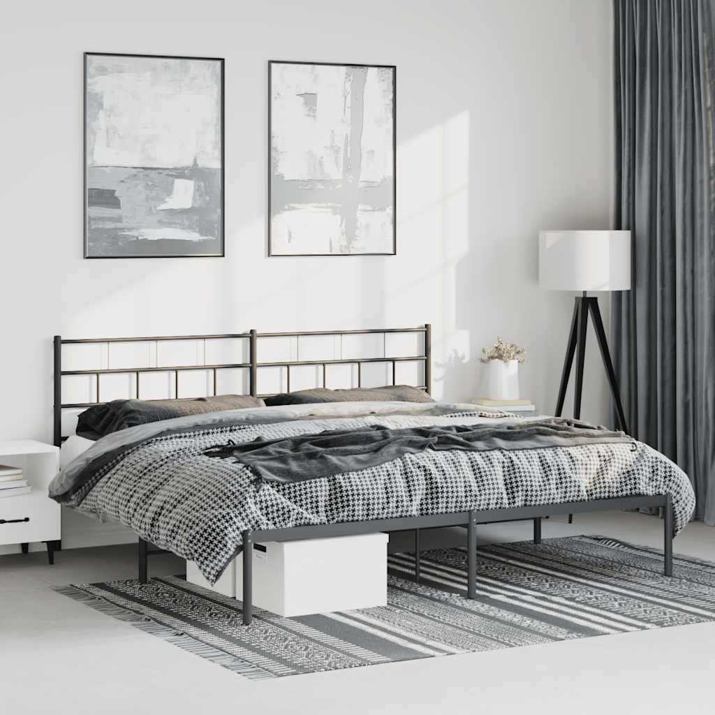 sengeramme med sengegavl 193x203 cm metal sort