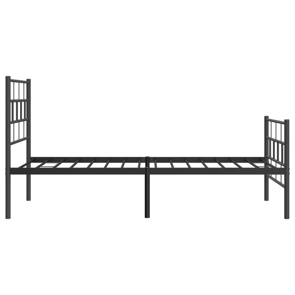 sengeramme med sengegavl og fodgærde 90x190 cm metal sort