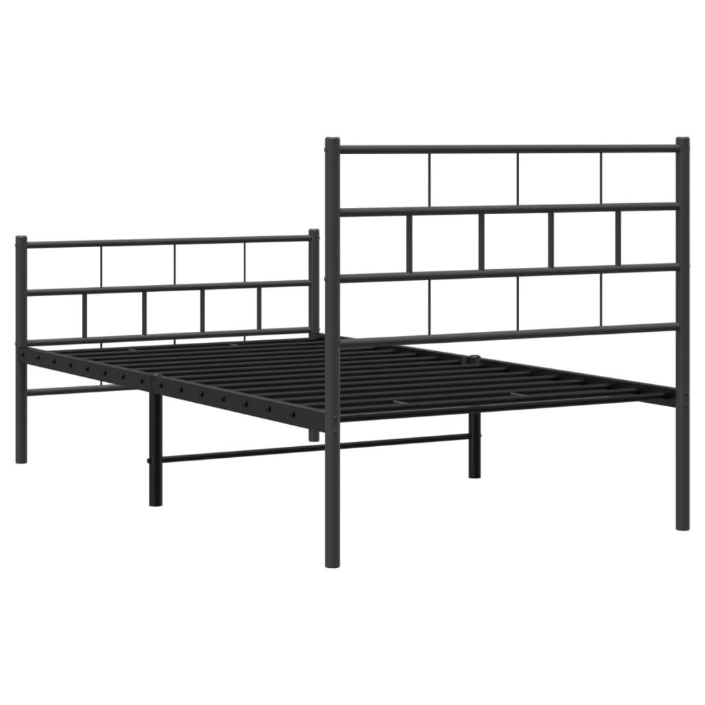sengeramme med sengegavl og fodgærde 90x190 cm metal sort