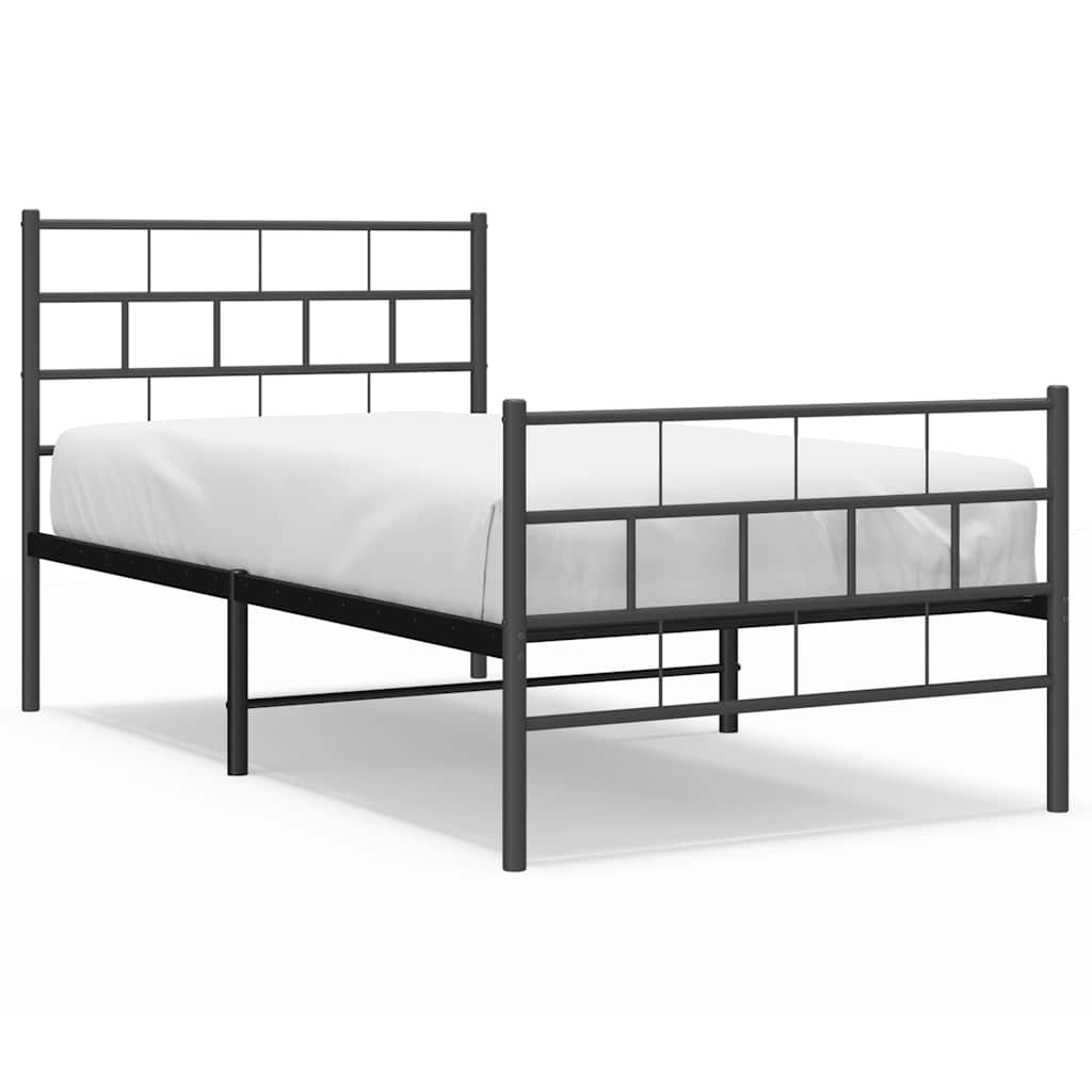 sengeramme med sengegavl og fodgærde 100x190 cm metal sort