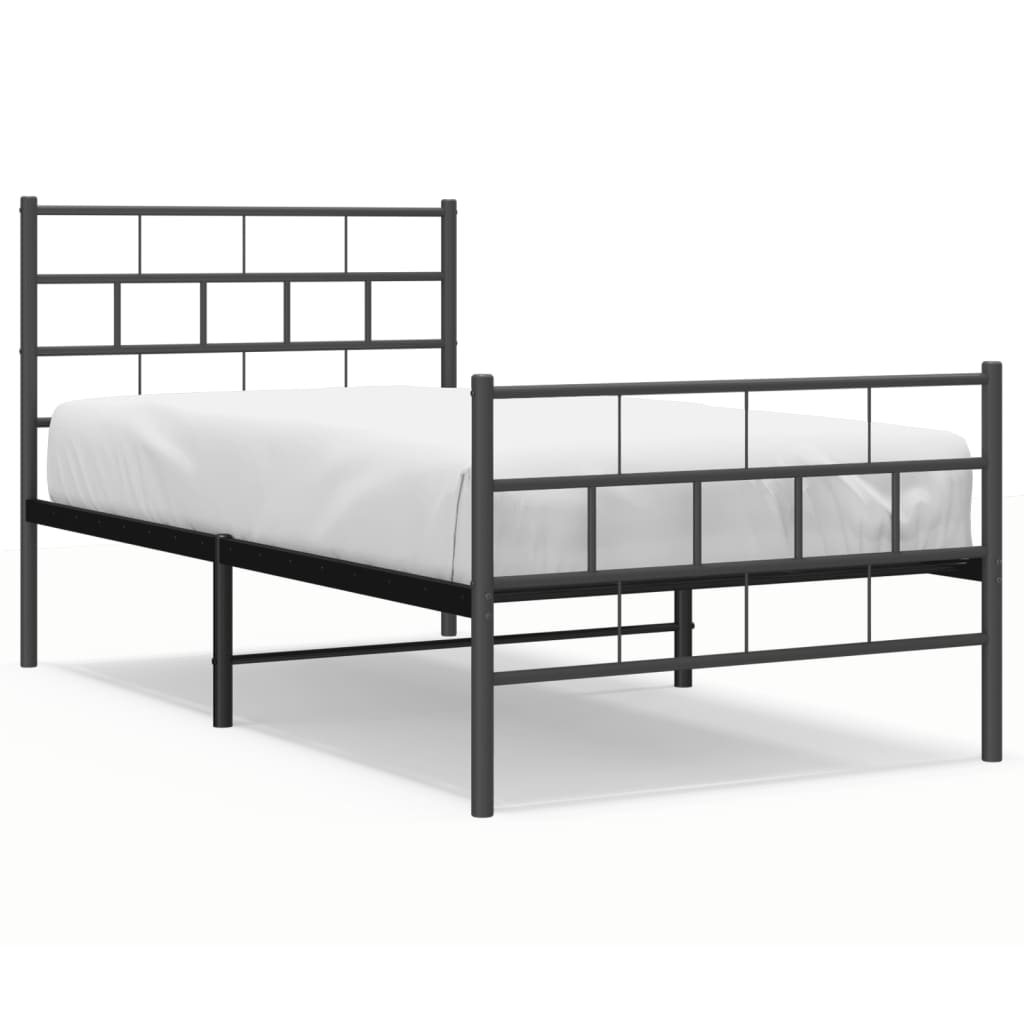 sengeramme med sengegavl og fodgærde 107x203 cm metal sort