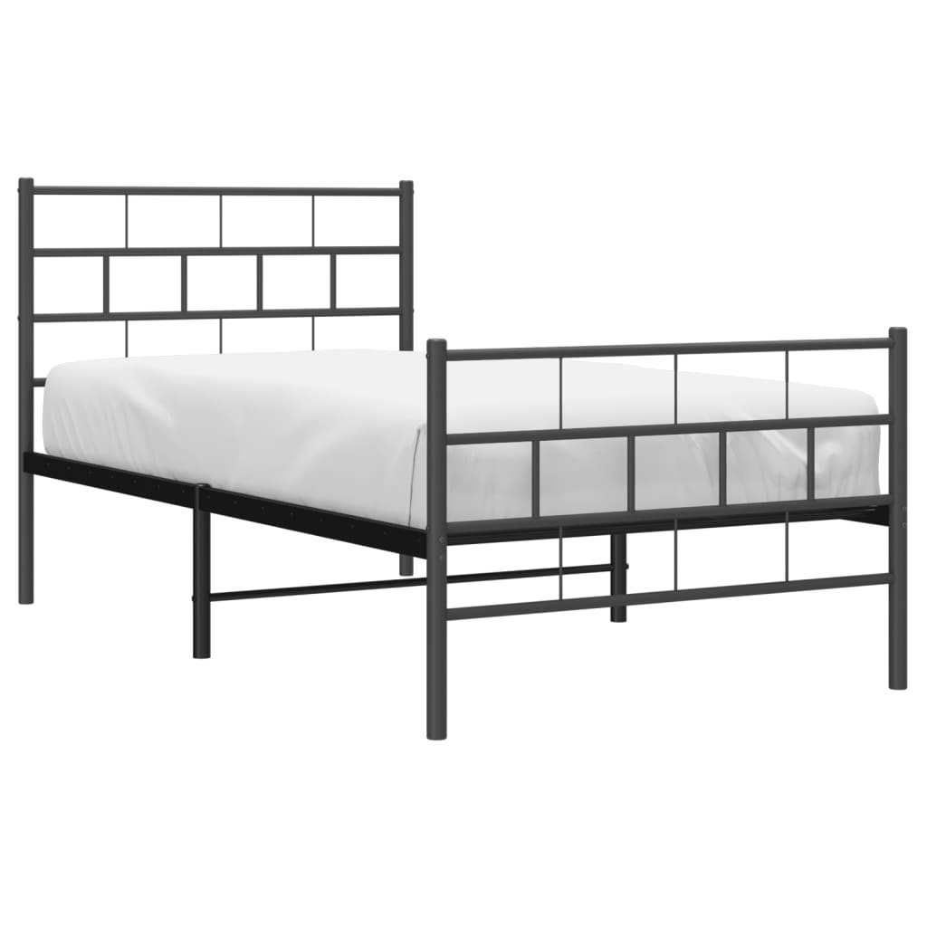 sengeramme med sengegavl og fodgærde 107x203 cm metal sort