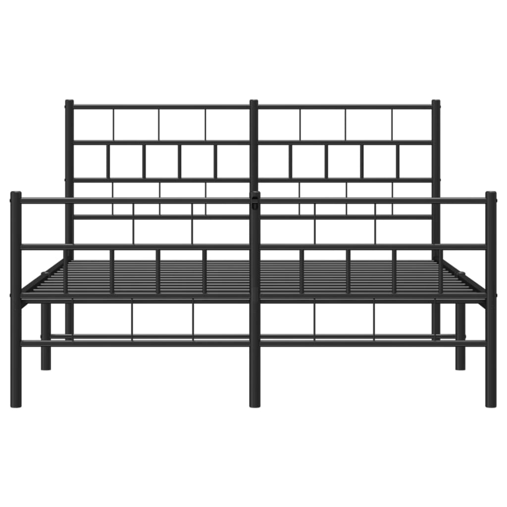 sengeramme med sengegavl og fodgærde 140x200 cm metal sort