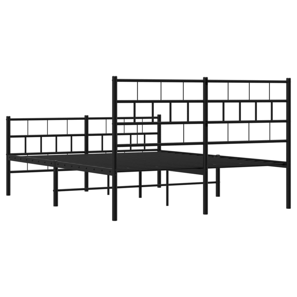 sengeramme med sengegavl og fodgærde 140x200 cm metal sort
