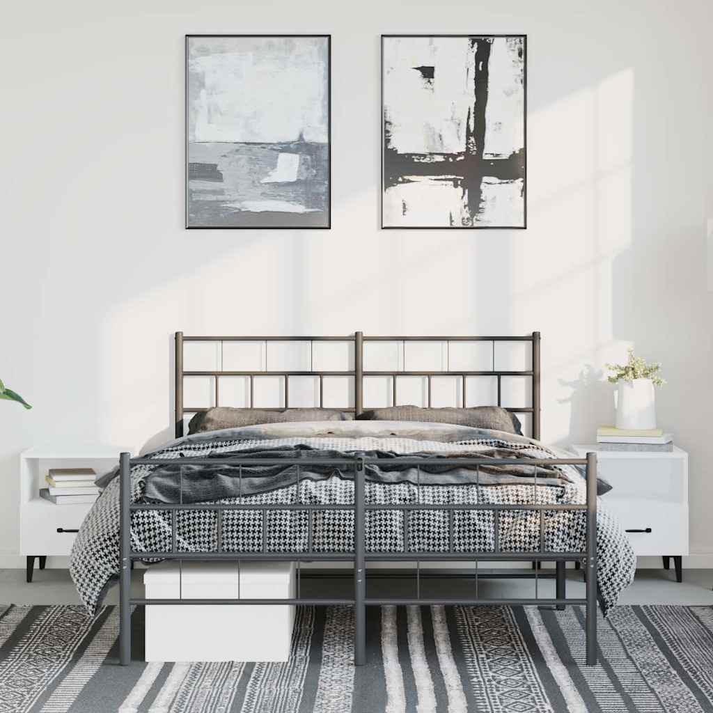 sengeramme med sengegavl og fodgærde 150x200 cm metal sort