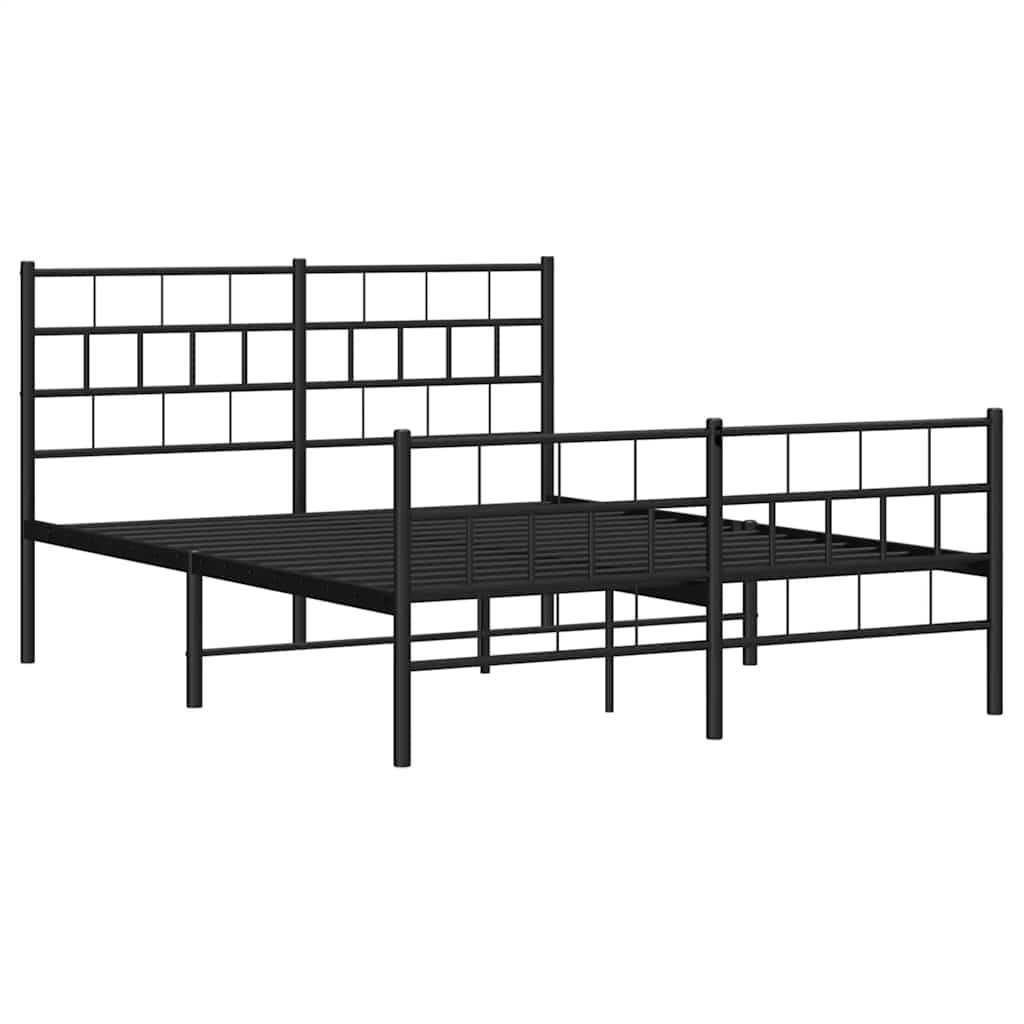 sengeramme med sengegavl og fodgærde 150x200 cm metal sort