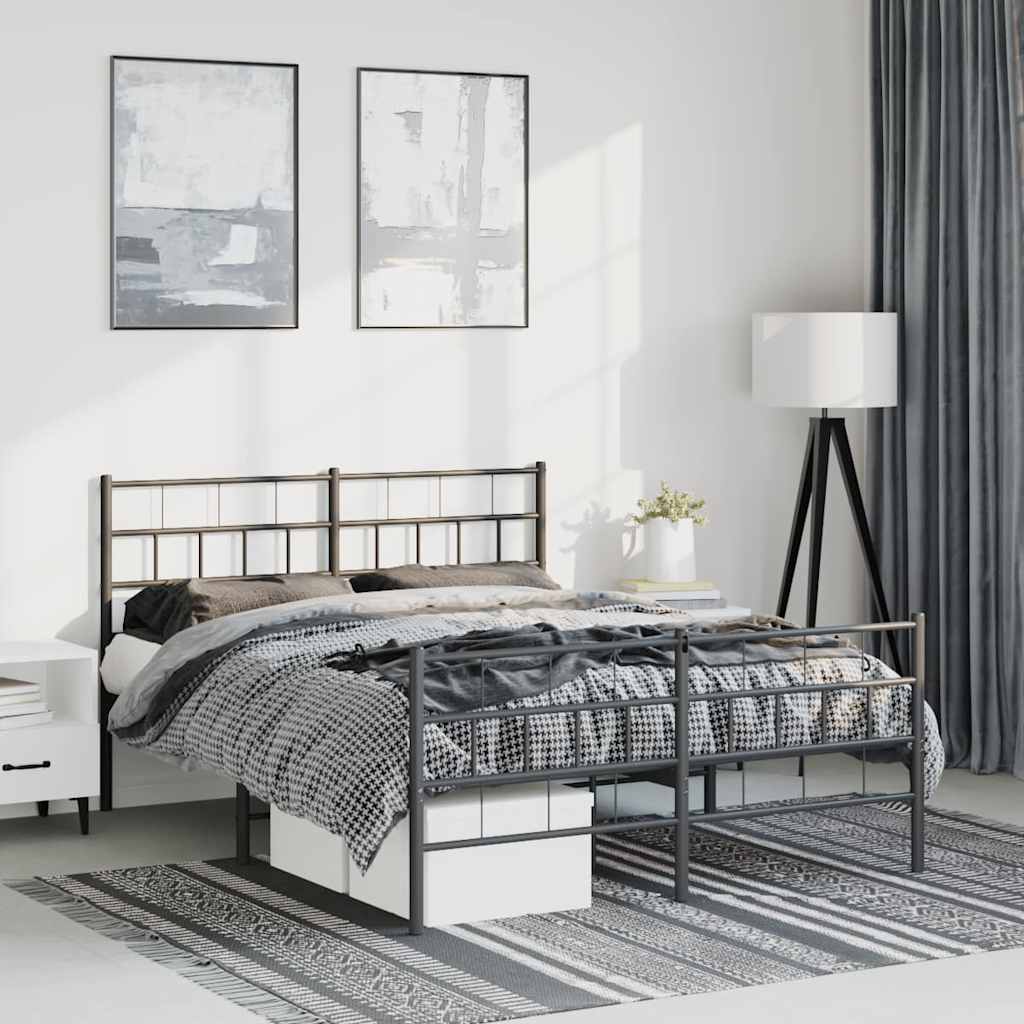 sengeramme med sengegavl og fodgærde 150x200 cm metal sort