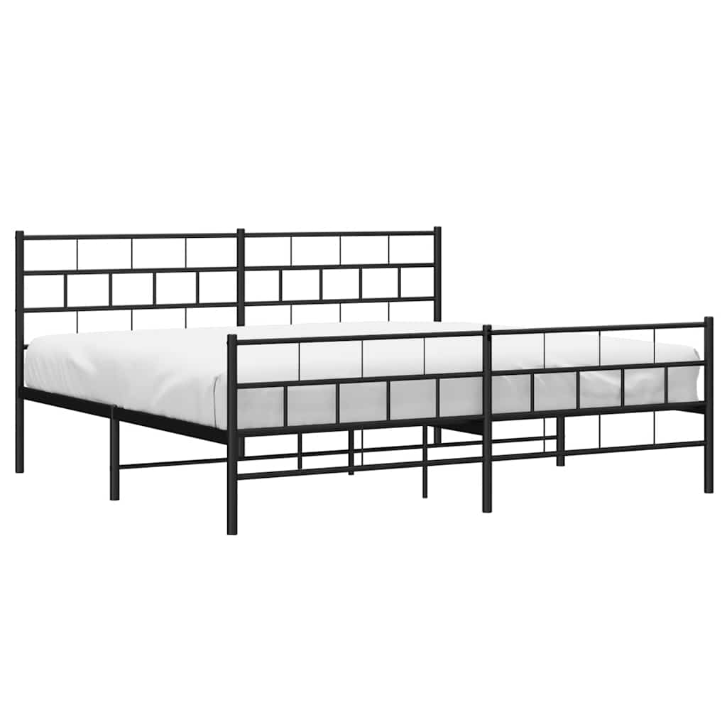 sengeramme med sengegavl og fodgærde 193x203 cm metal sort