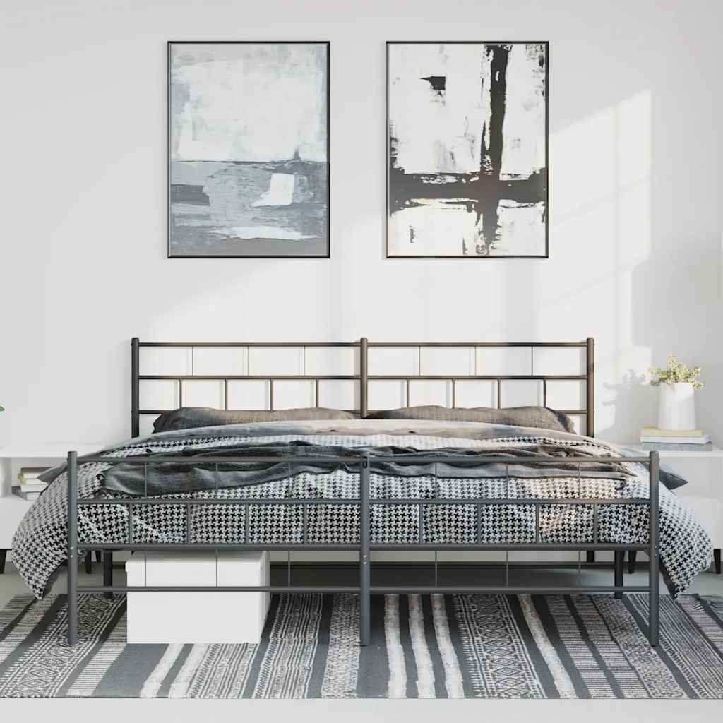 sengeramme med sengegavl og fodgærde 193x203 cm metal sort