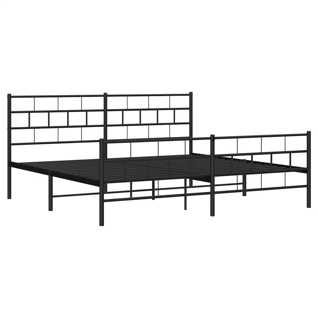 sengeramme med sengegavl og fodgærde 193x203 cm metal sort