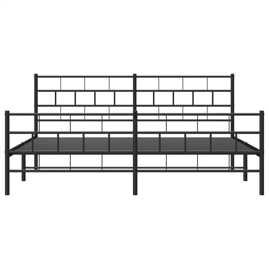 sengeramme med sengegavl og fodgærde 193x203 cm metal sort