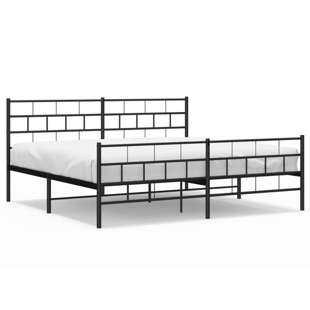 sengeramme med sengegavl og fodgærde 200x200 cm metal sort