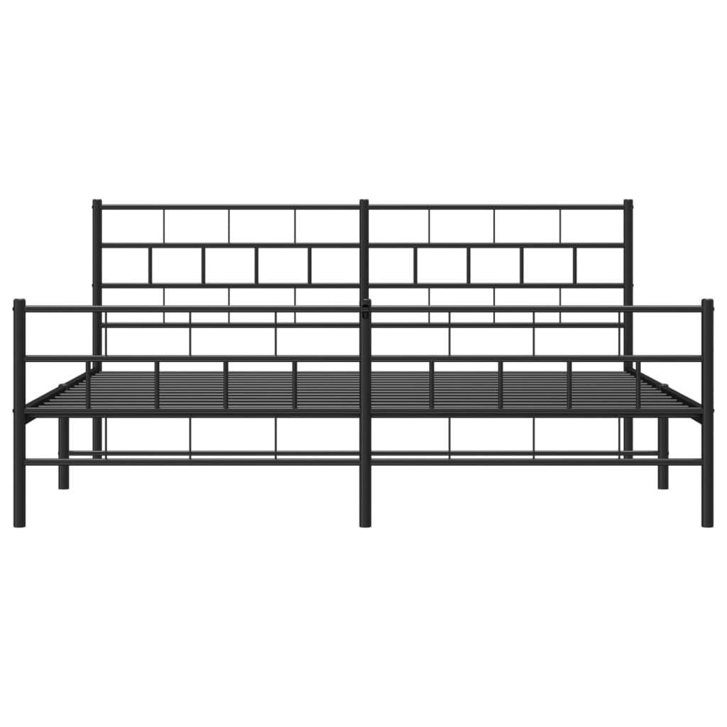 sengeramme med sengegavl og fodgærde 200x200 cm metal sort