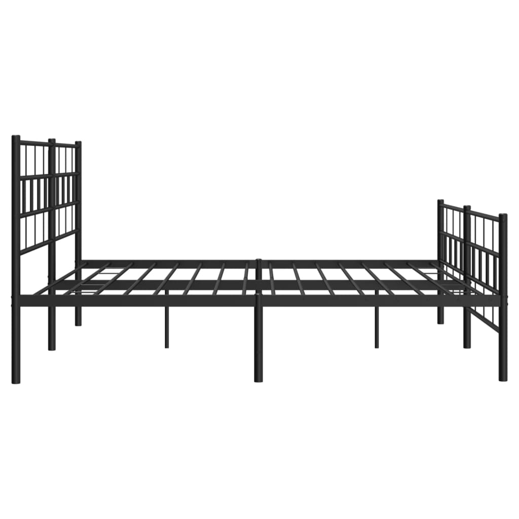sengeramme med sengegavl og fodgærde 200x200 cm metal sort