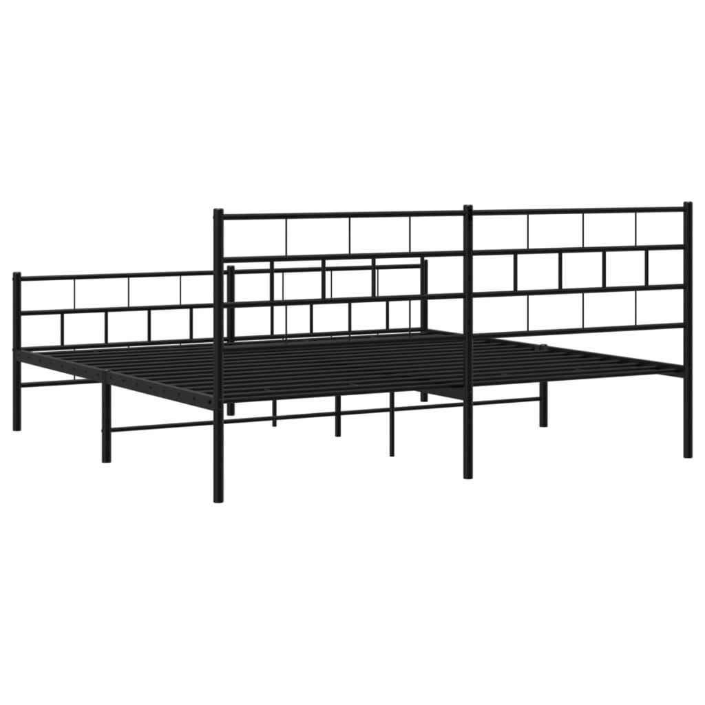 sengeramme med sengegavl og fodgærde 200x200 cm metal sort