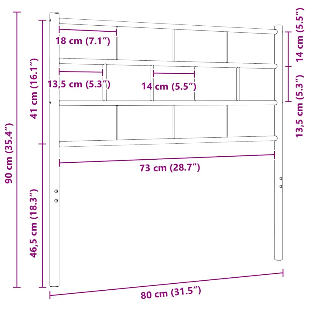 udskiftningsgavl 75 cm metal sort