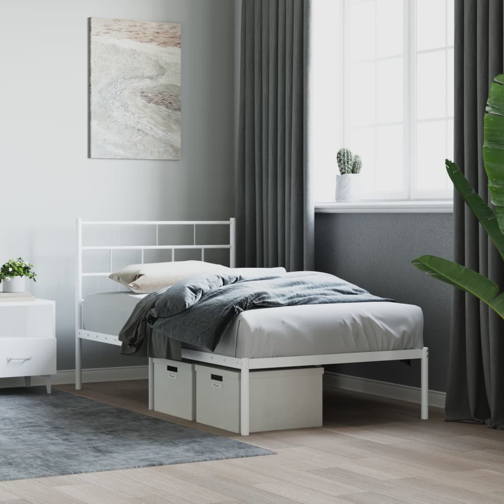 sengeramme uden madras med hovedgærde 75x190 cm hvid