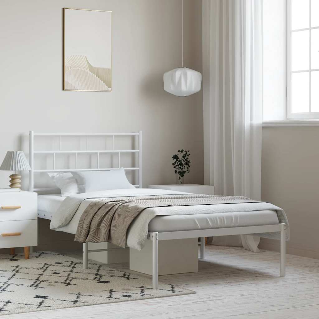 sengeramme med sengegavl 100x190 cm metal hvid
